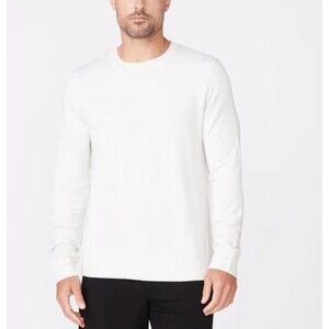 Monrow Mens Supersoft Crewneck Sweatshirt Heather Ivory/Gray XXL MSRP $138
